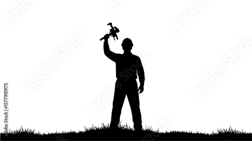 Man releasing a bird into freedom with joyful gesture outdoors