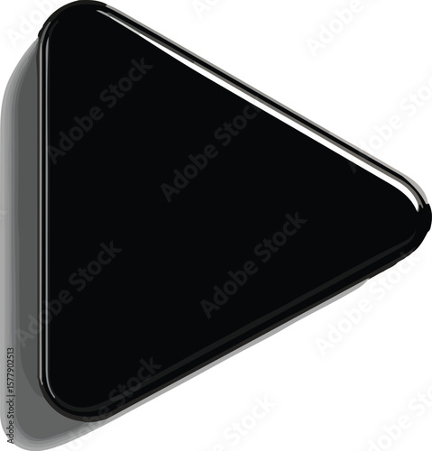 3D Play Button Media Icon on White Background