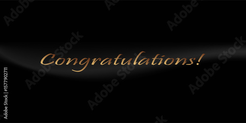 Congratulations text. Golden Congratulations letters on black background. Handwritten modern brush lettering. EPS vector illustration