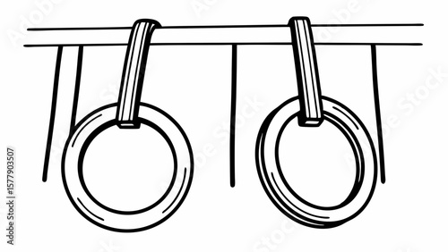 Vector illustration of gymnastic rings for strength training and fitness exercises
