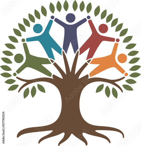 community tree logo design for social impact and collaboration vector illustration graphic