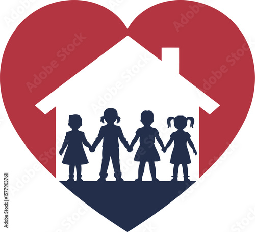children's home care logo design vector illustration for kids shelter and family support service