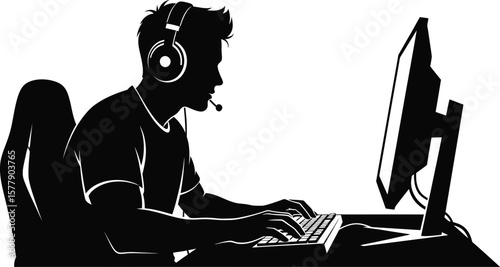 gamer silhouette vector illustration for esports and streaming content creation and design needs