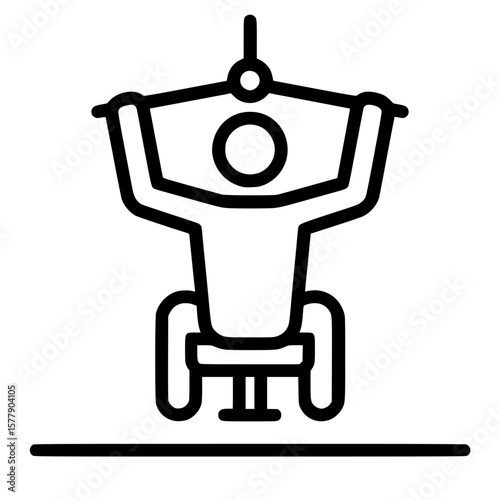 Person Using Lat Pulldown Machine Line Icon