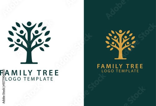 family tree logo design genealogy ancestry heritage family history tree graphic template vector