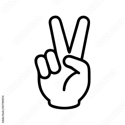 Black outline of a hand showing the peace sign victory sign gesture