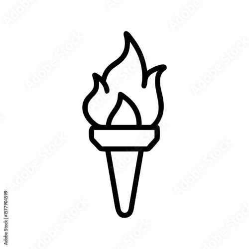 Black outline torch with flames fire light