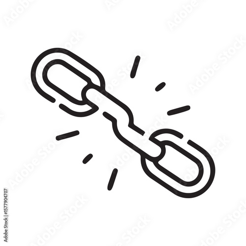 Broken chain link symbol connection separation