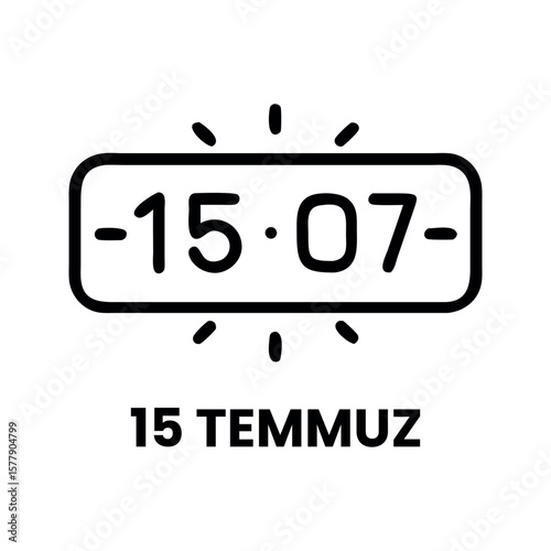 Digital clock display with date and radiating lines time display July
