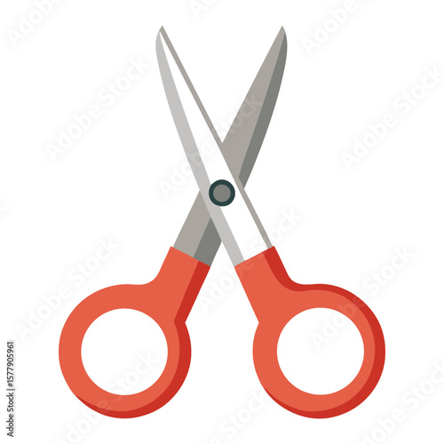 Red and metal scissors with sharp blades isolated on a white background, a versatile cutting tool for craft and office work