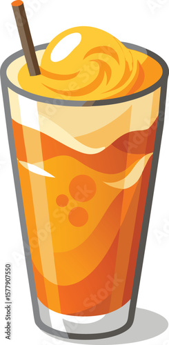 Refreshing Orange Creamsicle Smoothie in a Tall Glass with Straw