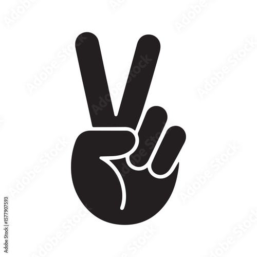 Black peace sign hand gesture victory symbol