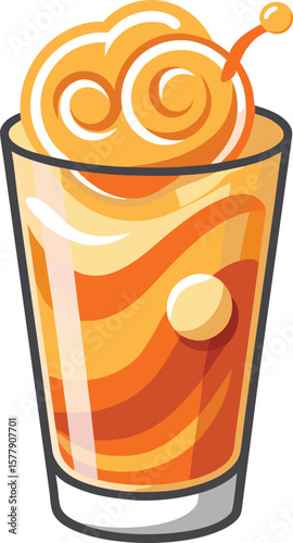 Delicious Orange Cream Soda Drink in a Glass with Whipped Cream Topping, Refreshing Summer Beverage...