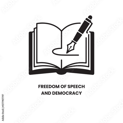 Open book with fountain pen writing vector