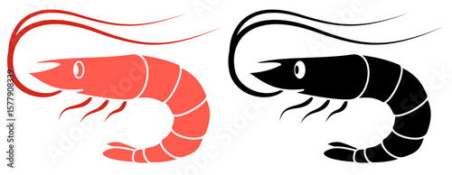 shrimp icon, simple flat style, vector illustration, symbol, design logo template pictogram, for ui or ux isolated on white for mobile app, editable