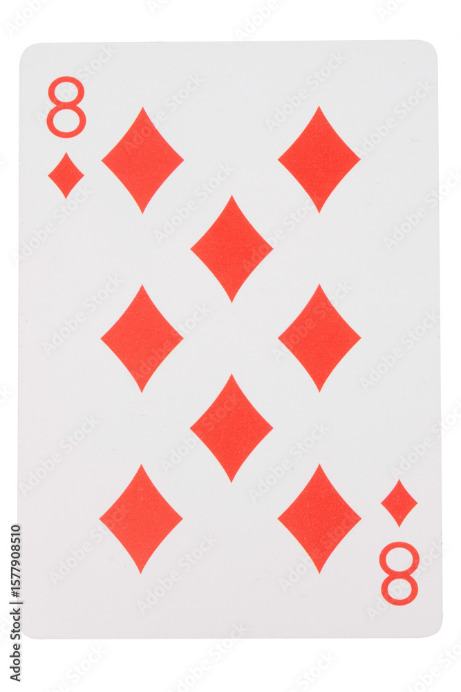 Obraz premium card gambling on white game luck eight diamonds
