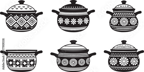 Black decorative pots with handles cookware kitchenware