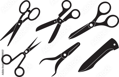 Black scissors and cutters collection shears blades