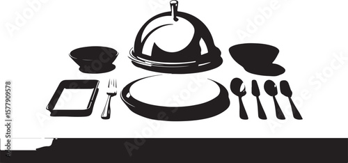 Black silverware and serving dishes formal dining black and white