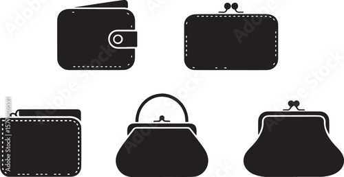 Black wallet and purse silhouettes wallets purses