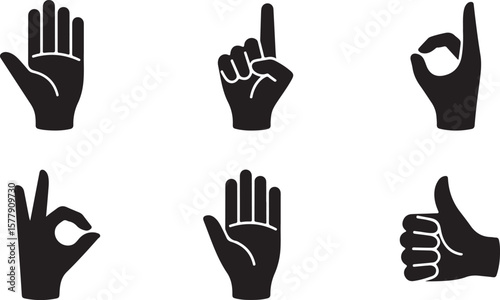 Hand gestures collection open palm index finger