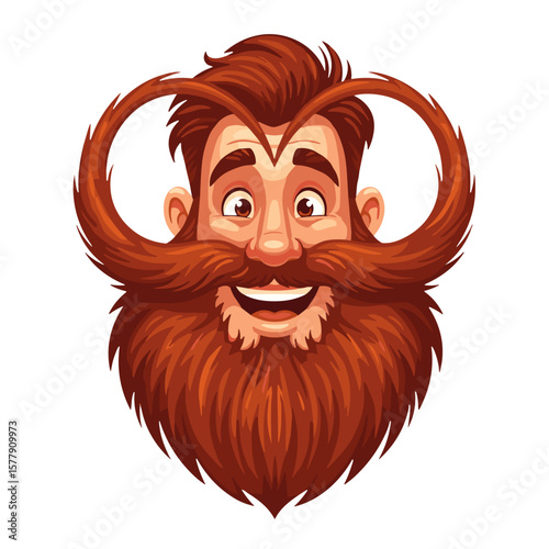 Cheerful man with a large red beard and mustache smiling  