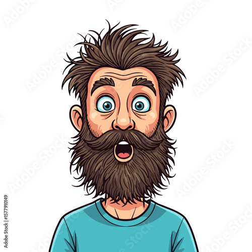 Surprised man with a thick beard expressing excitement for World Beard Day  