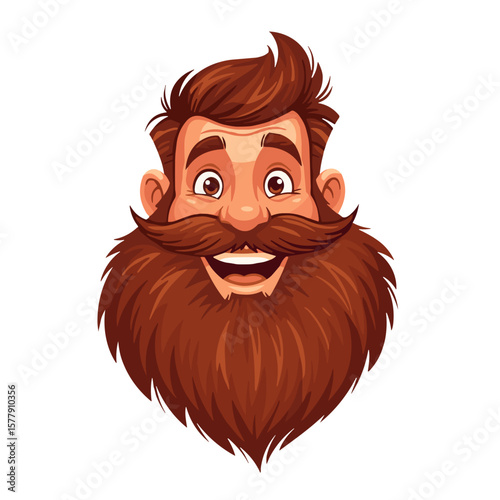 Cartoon man smiling with a large brown beard for World Beard Day  