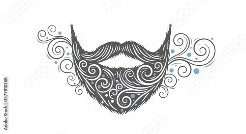 Decorative beard illustration with swirling patterns for World Beard Day  
