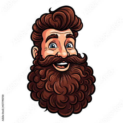 Cheerful man with a thick beard and mustache celebrating World Beard Day  