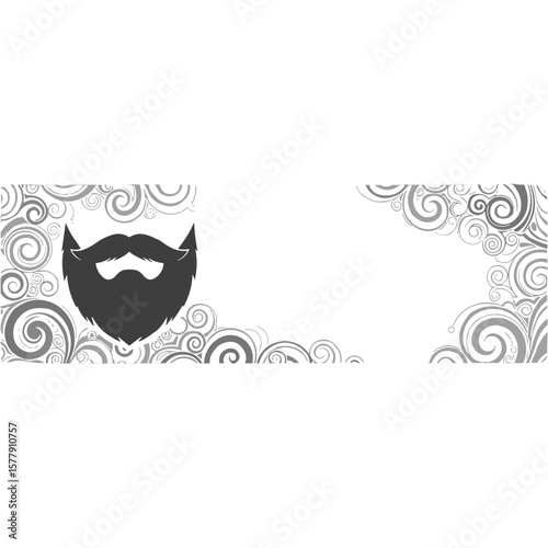 Black beard silhouette with whimsical swirls for World Beard Day  