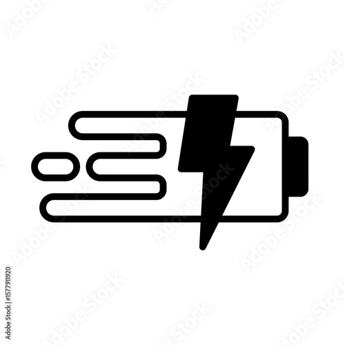 fast charging battery icon, simple flat style, vector illustration, symbol, design logo template pictogram, for ui or ux isolated on white for mobile app, editable