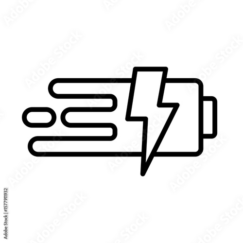 fast charging battery icon, simple flat style, vector illustration, symbol, design logo template pictogram, for ui or ux isolated on white for mobile app, editable
