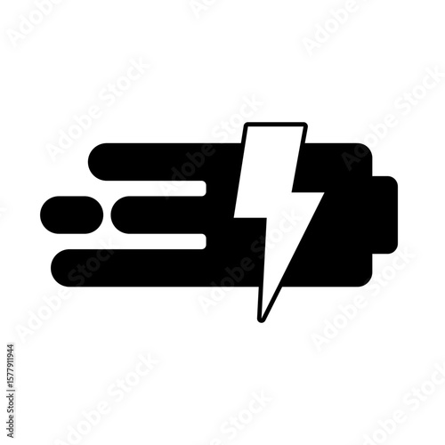 fast charging battery icon, simple flat style, vector illustration, symbol, design logo template pictogram, for ui or ux isolated on white for mobile app, editable