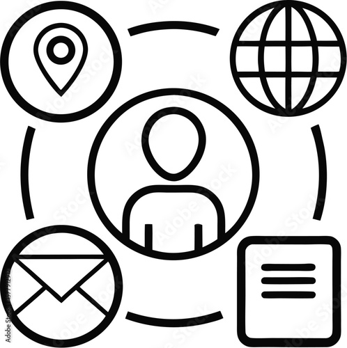 Social network icon set showing people communication and technology symbols in a modern vector design
