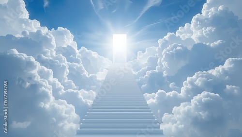 stairway to heaven in the blue sky background photo