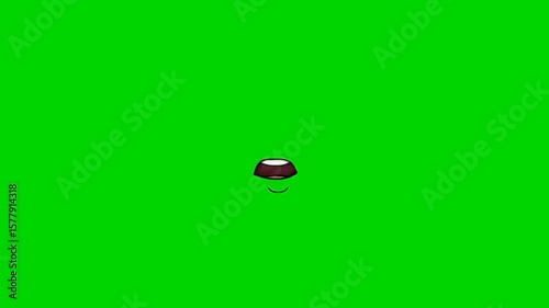 Animated mouth speaking element on green screen, ideal for cartoons or visual effects.