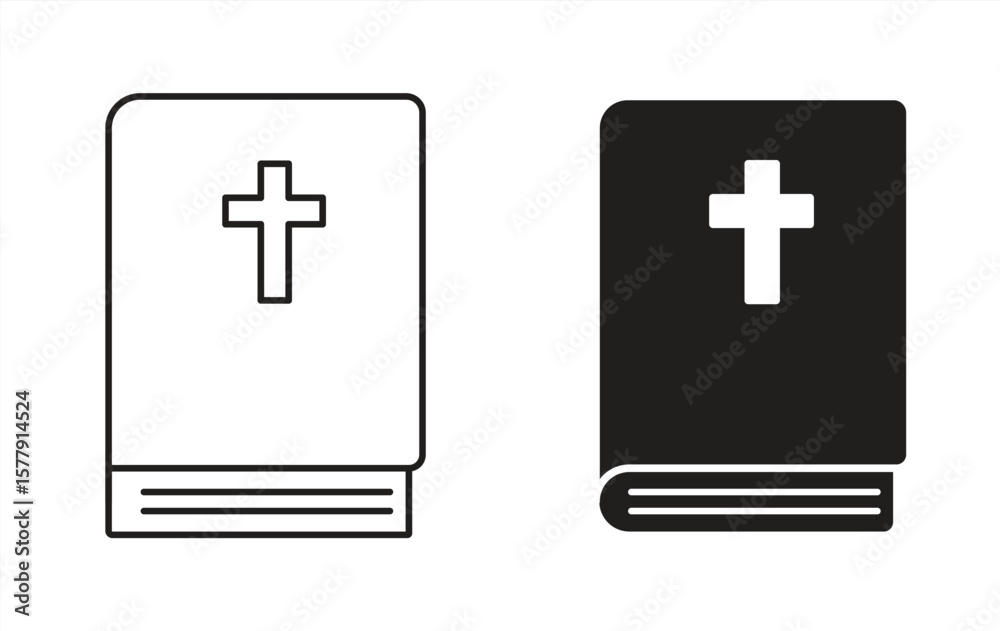 Obraz premium Bible icon, with cross symbol, isolated, isolated on white background, vector illustration.
