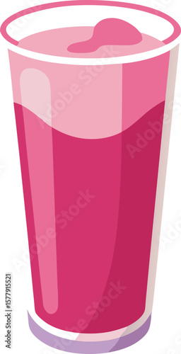 Health Focused Cold Pressed Juices Refreshing Pink Smoothie in a Tall Glass, Perfect for a Summer Day
