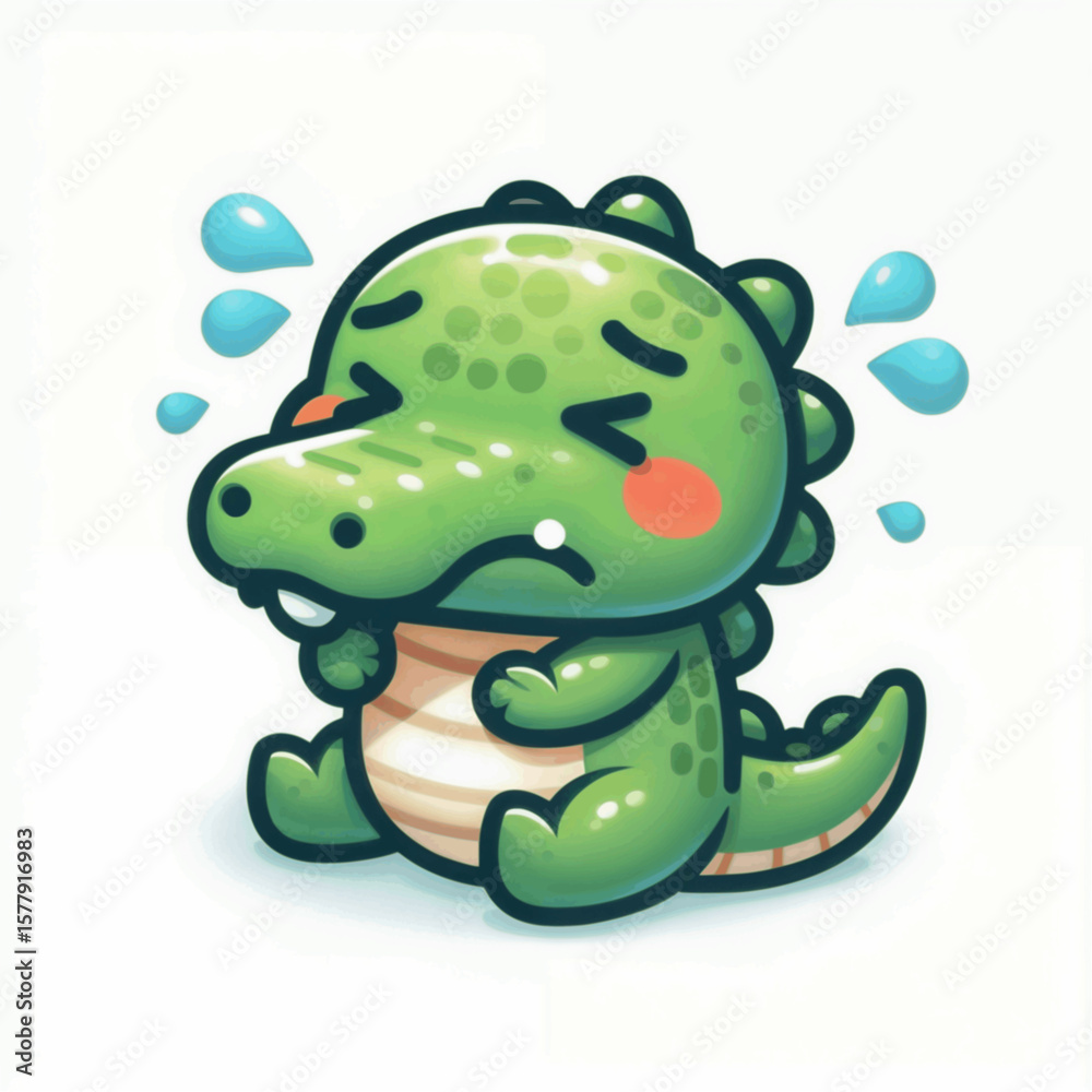 Obraz premium sad crocodile cartoon