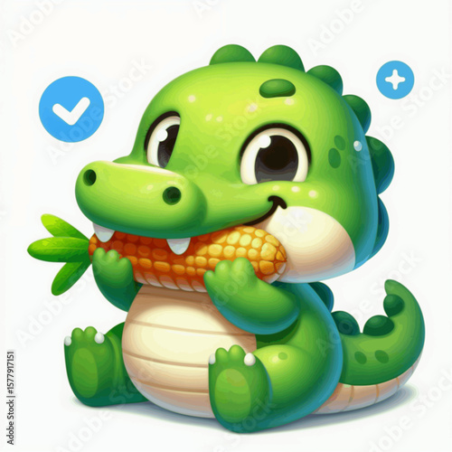 cartoon crocodile eating
