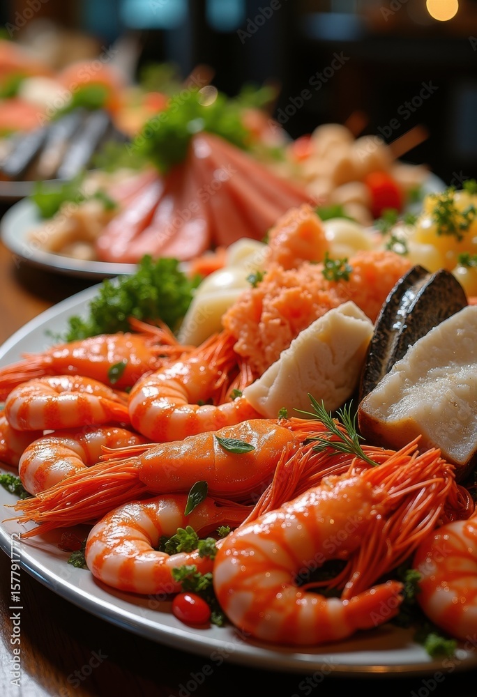 vibrant colorful seafood platter abundant fresh catch ocean delicacies gourmet market display high quality cuisine, fish, shellfish, shrimp, lobster, crab, octopus vibrant colorful seafood platter abundant fresh catch ocean delicacies gourmet market display high quality cuisine, fish, shellfish, shrimp, lobster, crab, octopus