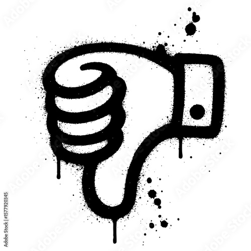 Thumb Down Graffiti Icon Urban Dislike Hand Symbol in Street Art Style

