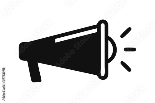 Megaphone Icon: An impactful silhouette of a megaphone, delivering a clear message with visual clarity and iconic symbolism. Perfect for conveying announcements.