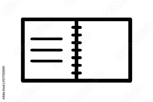 Sketchpad's Simplicity: A simple yet elegant sketch of a notebook, open and ready to be filled, with its iconic spiral binding holding the pages together.