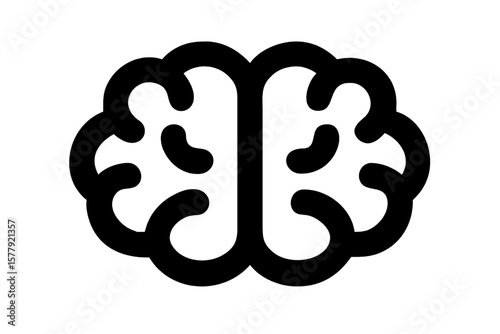 Brain Icon: A stylized, minimalist representation of the brain, rendered in a clean and modern style, perfect for conveying intelligence, thought, and the complexities of the mind.