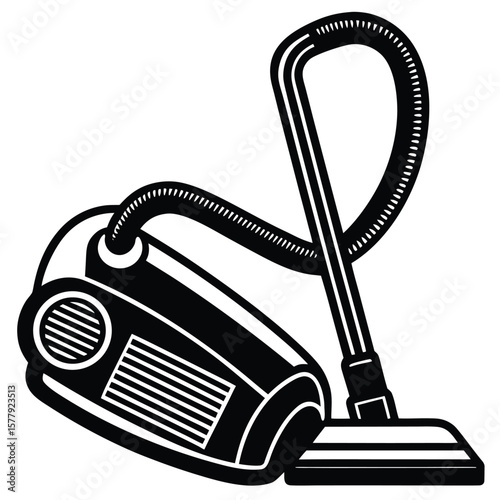 Technical Line Art of a Handheld Vacuum Cleaner Blueprint Style