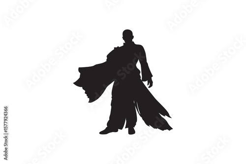 Powerful Silhouette of a Person in a Draped Robe