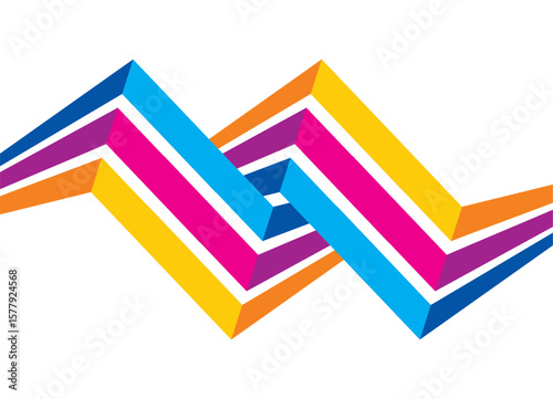 Abstract pattern of colored yellow, blue and purple intertwined lines on a white background. Vector Striped background in retro style for advertising, packaging, web design. Design element.