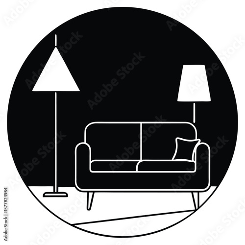 Minimalist Line Art Living Room Sofa Lamp Coffee Table
